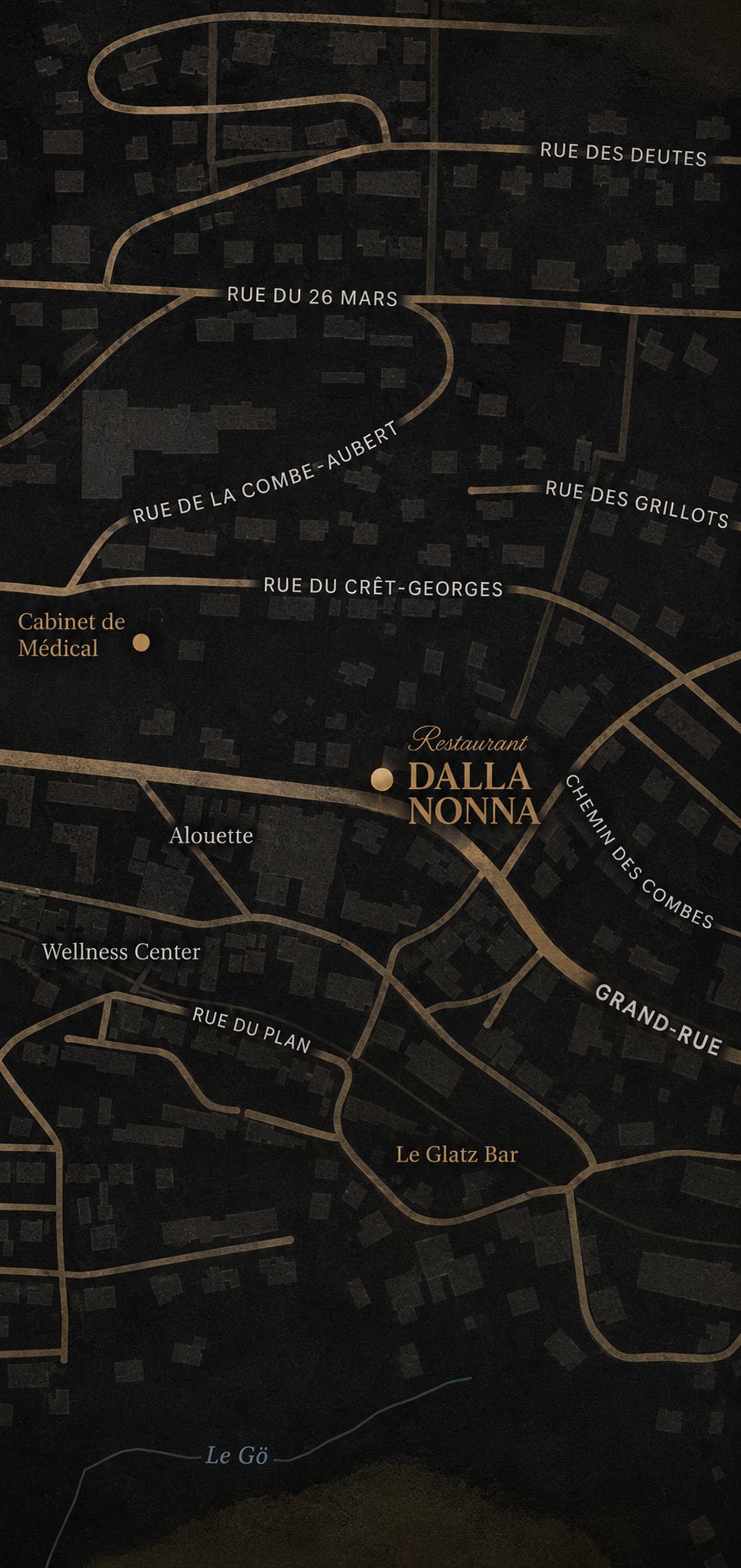 Plan du quartier, Restaurant Dalla Nonna, Grand-Rue 81, 2720 Tramelan